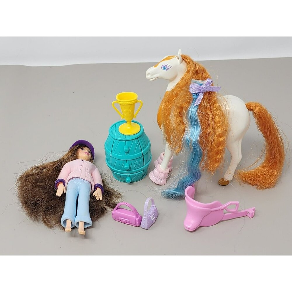 Vintage Polly Pocket Mattel Horse‎ Rider Barrel Saddle Trophy Bags